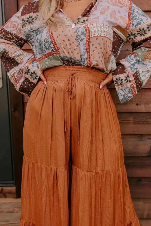 Caught Crushing High Waist Pants In Camel Curves