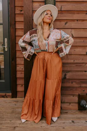Caught Crushing High Waist Pants In Camel Curves