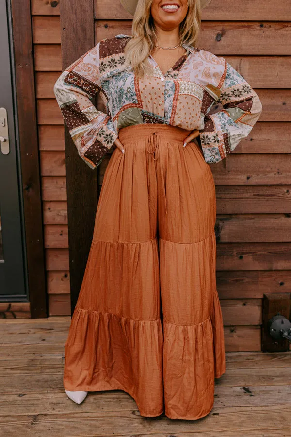 Caught Crushing High Waist Pants In Camel Curves
