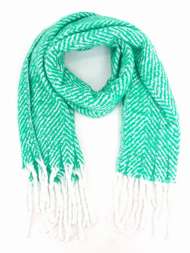 Cooper Heavyweight Scarf - Green, Herringbone