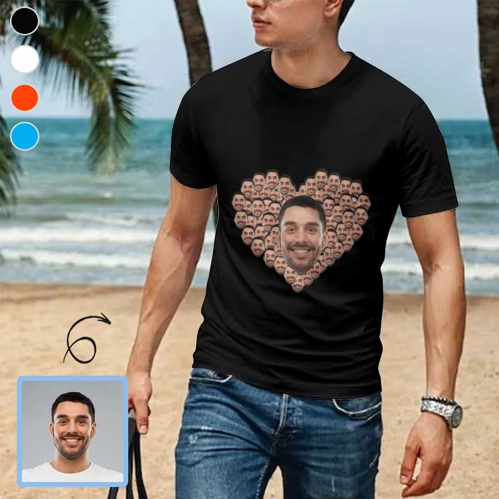 Custom Dog Face Tee Black Classic Men's All Over Print T-shirt Personalzied Photo Shirts for Him