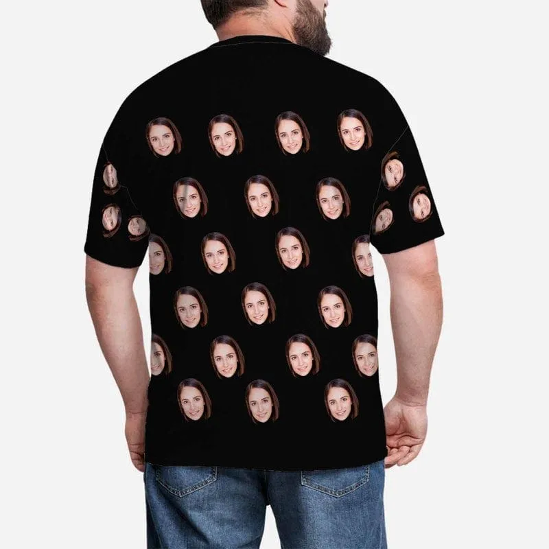 Custom Dog Face Tee Black Classic Men's All Over Print T-shirt Personalzied Photo Shirts for Him