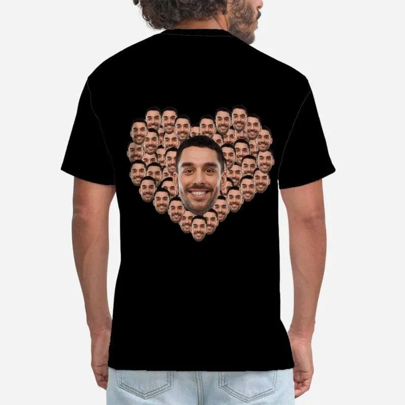 Custom Dog Face Tee Black Classic Men's All Over Print T-shirt Personalzied Photo Shirts for Him