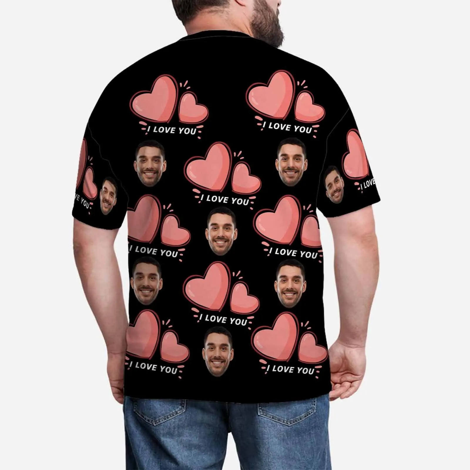 Custom Dog Face Tee Black Classic Men's All Over Print T-shirt Personalzied Photo Shirts for Him