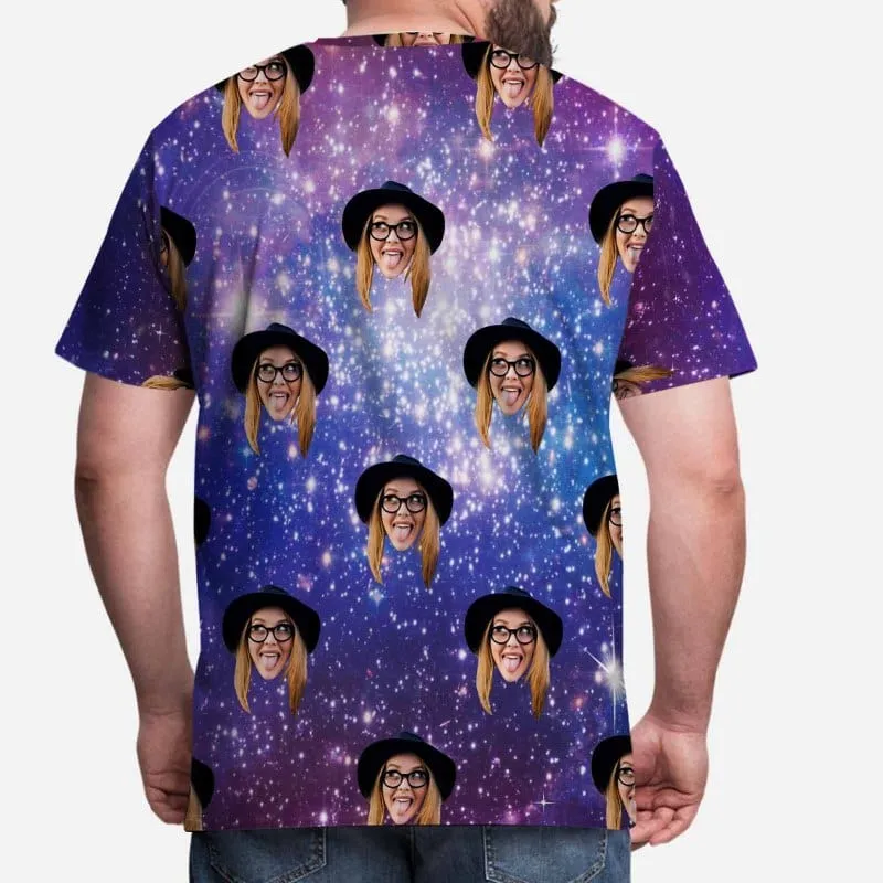 Custom Dog Face Tee Black Classic Men's All Over Print T-shirt Personalzied Photo Shirts for Him