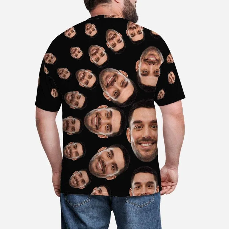 Custom Dog Face Tee Black Classic Men's All Over Print T-shirt Personalzied Photo Shirts for Him