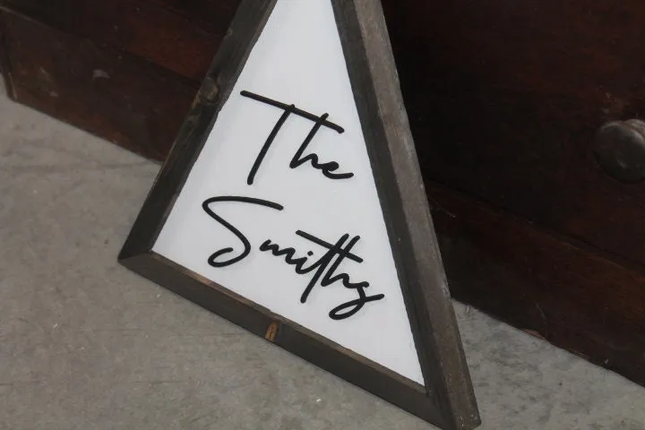 Custom Triangle Family Name The Insert Family Giftable Personalized Made To Order Framed  Wooden  Handmade 3D Layered