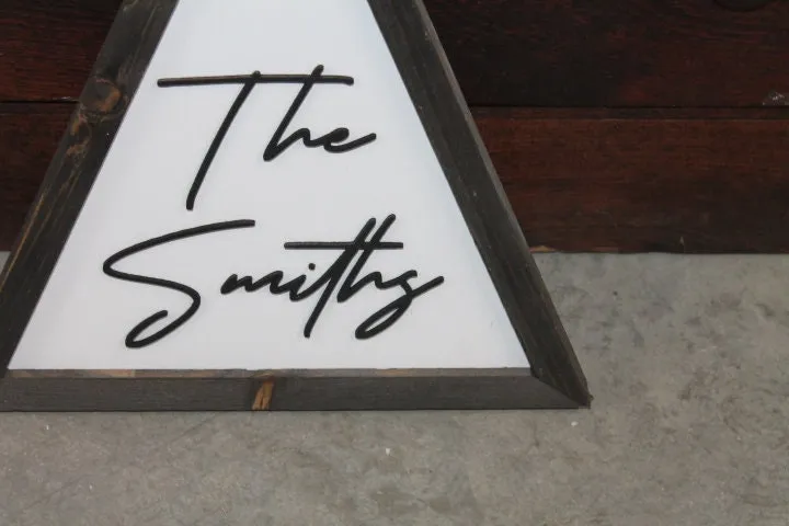 Custom Triangle Family Name The Insert Family Giftable Personalized Made To Order Framed  Wooden  Handmade 3D Layered
