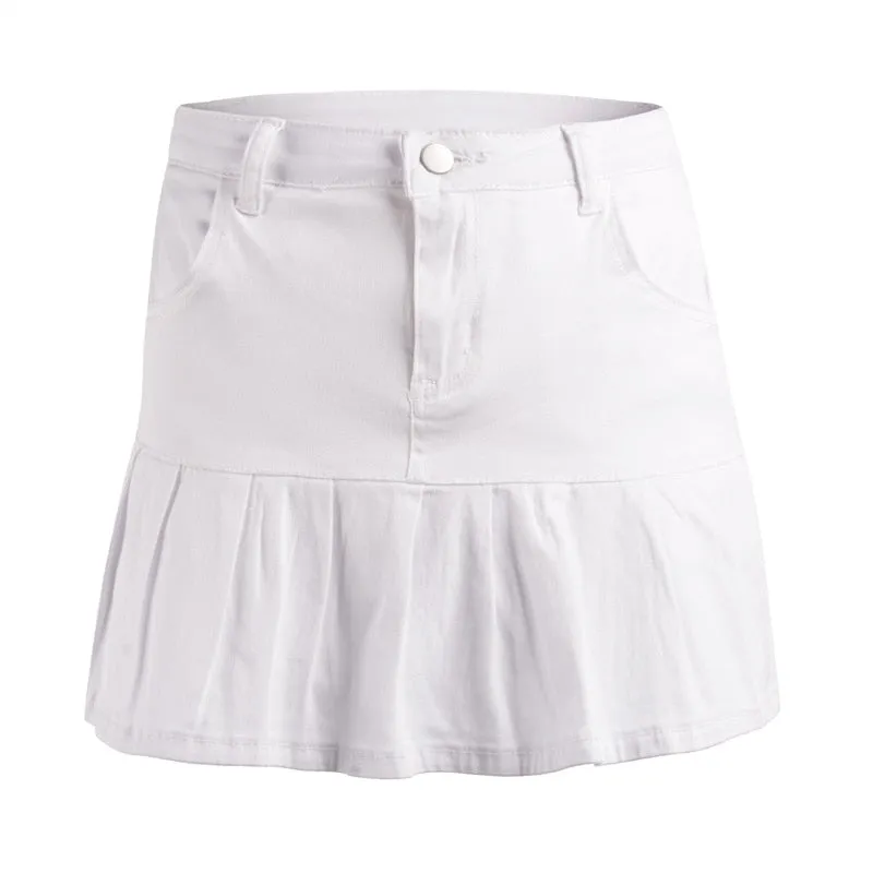 Denim Skirt With Ruffles