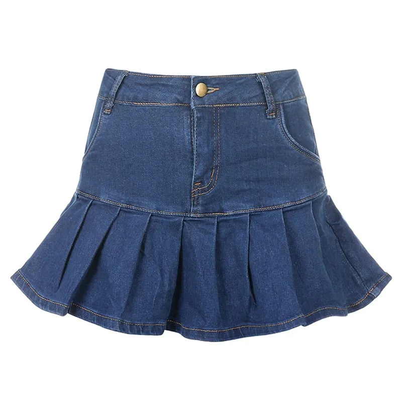 Denim Skirt With Ruffles