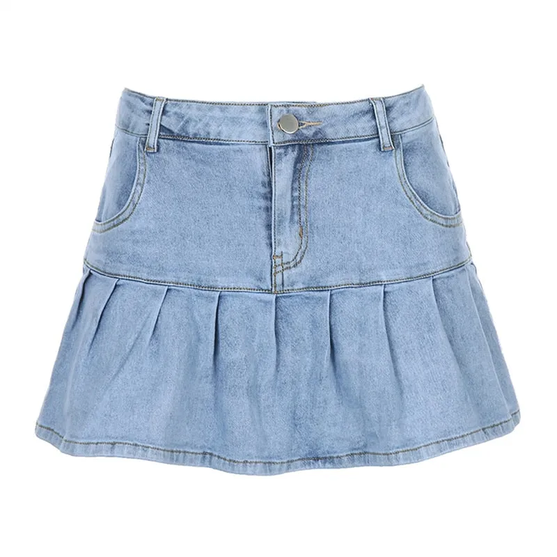 Denim Skirt With Ruffles