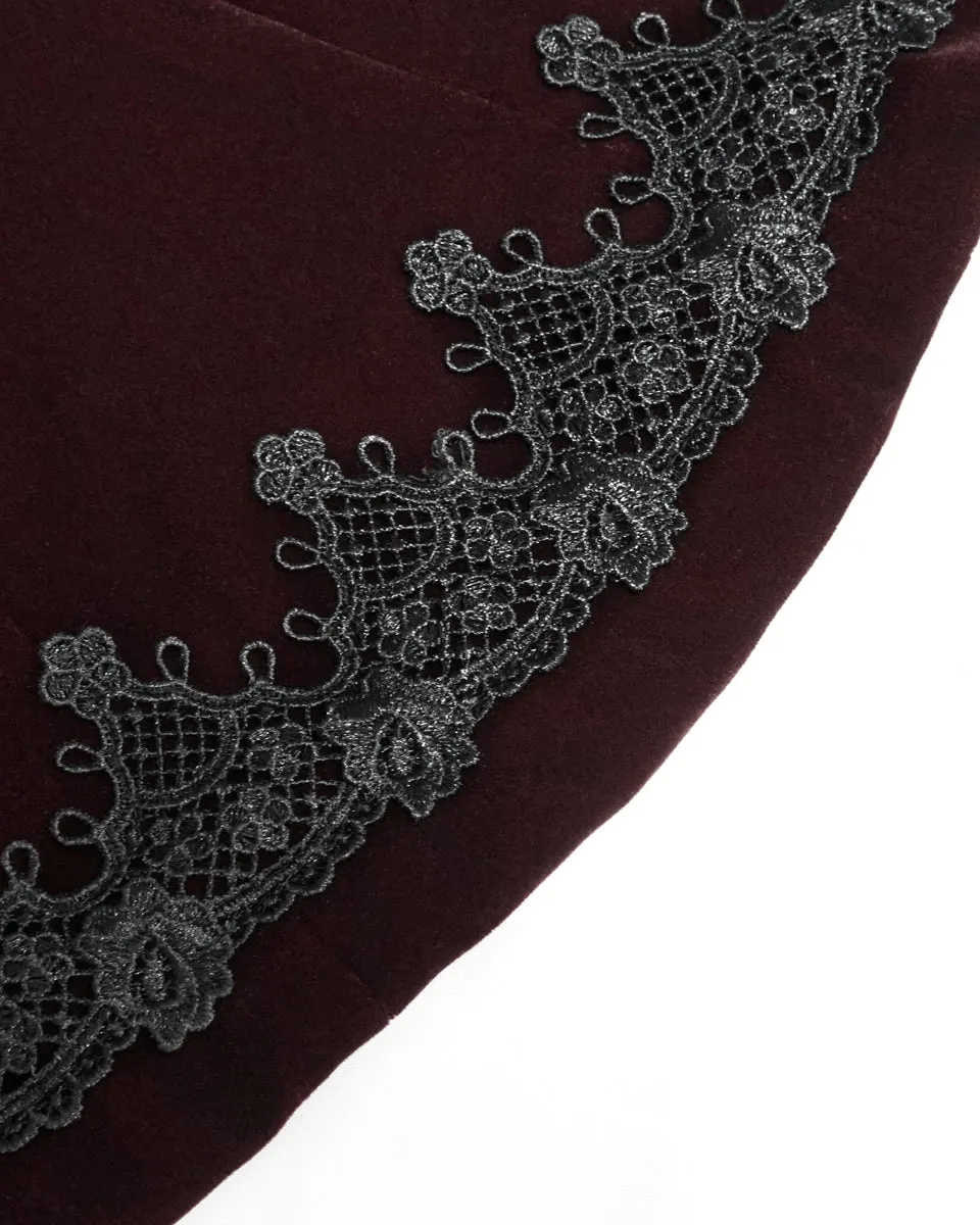 Devil Fashion Death Of Seasons Womens Long Gothic Coat - Red Velvet