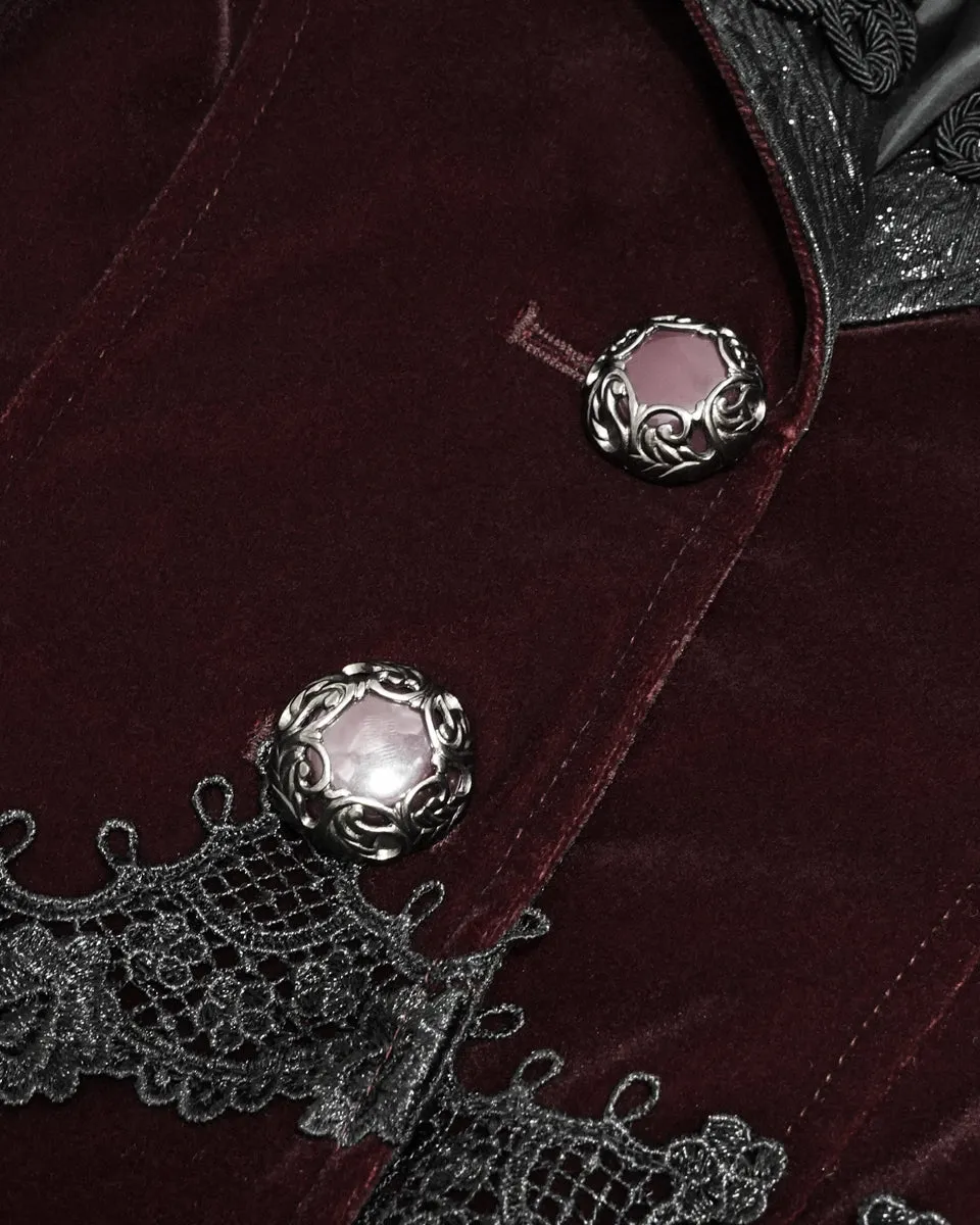 Devil Fashion Death Of Seasons Womens Long Gothic Coat - Red Velvet