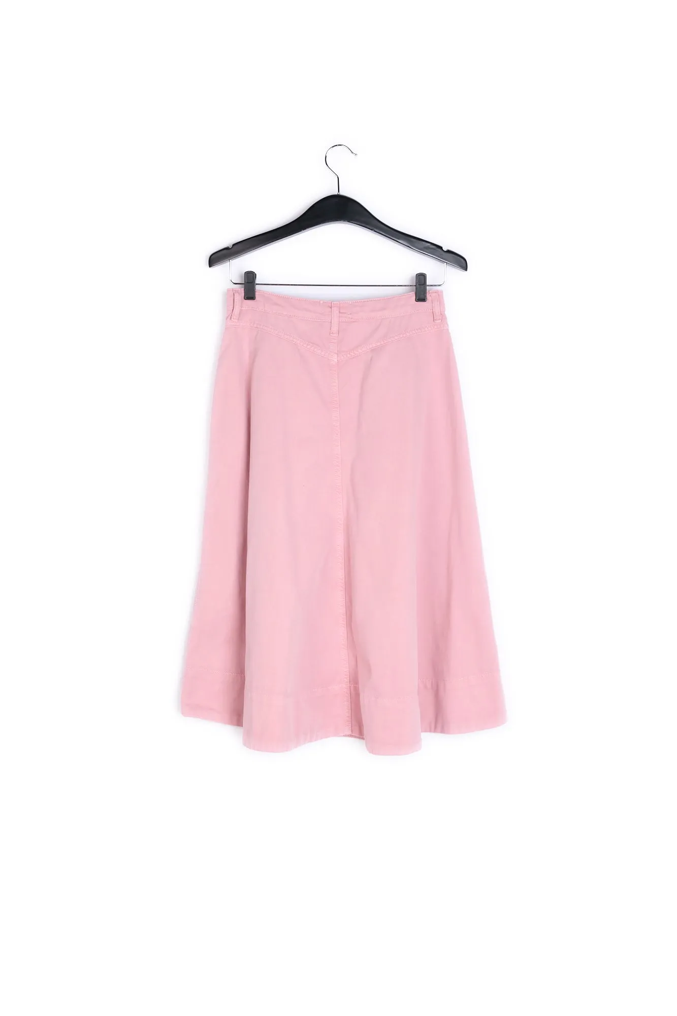 Dusty pink cotton pleated midi skirt