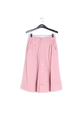 Dusty pink cotton pleated midi skirt