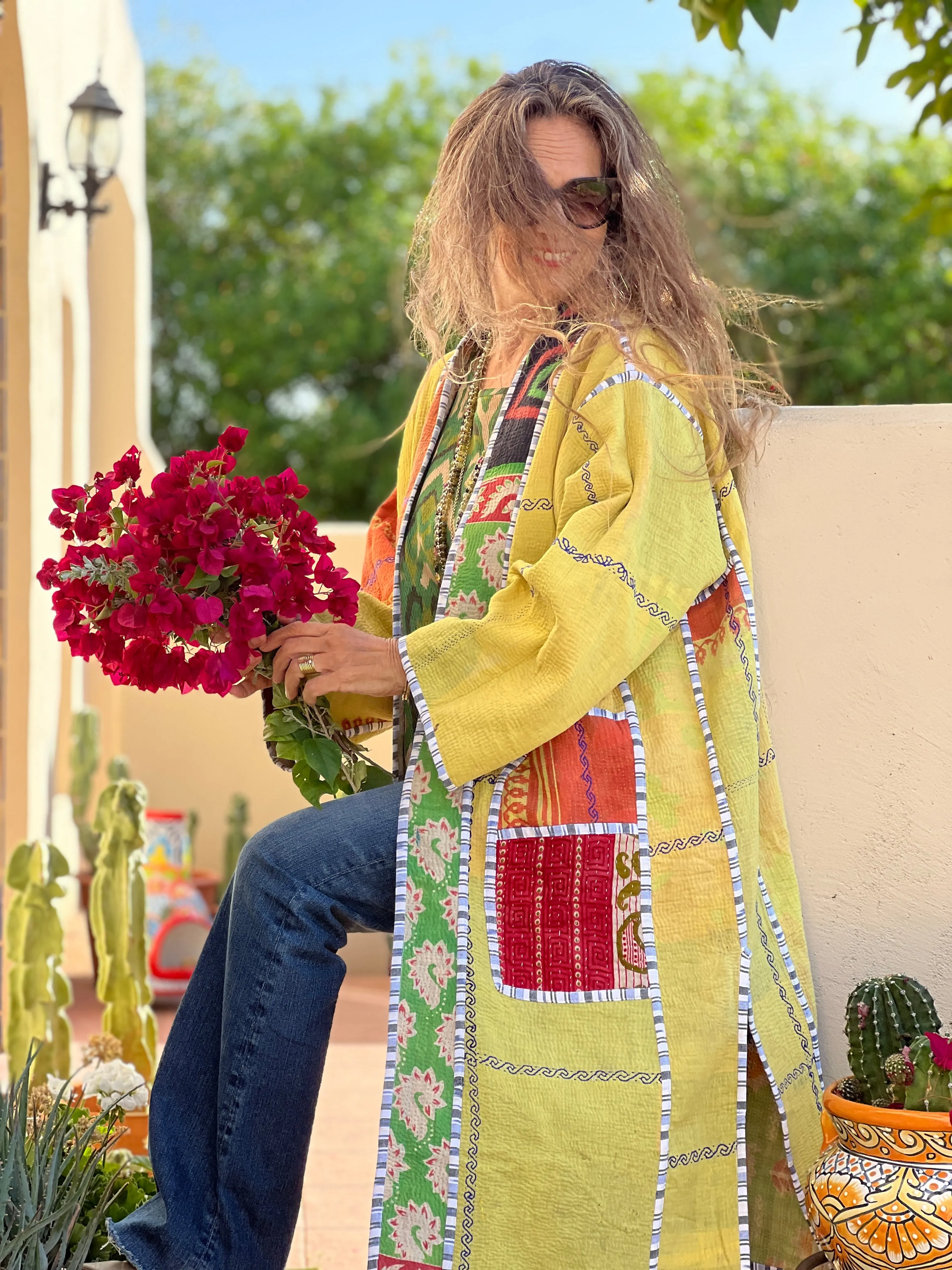 Dyani cotton quilted vintage kantha coat ONE OF A KIND