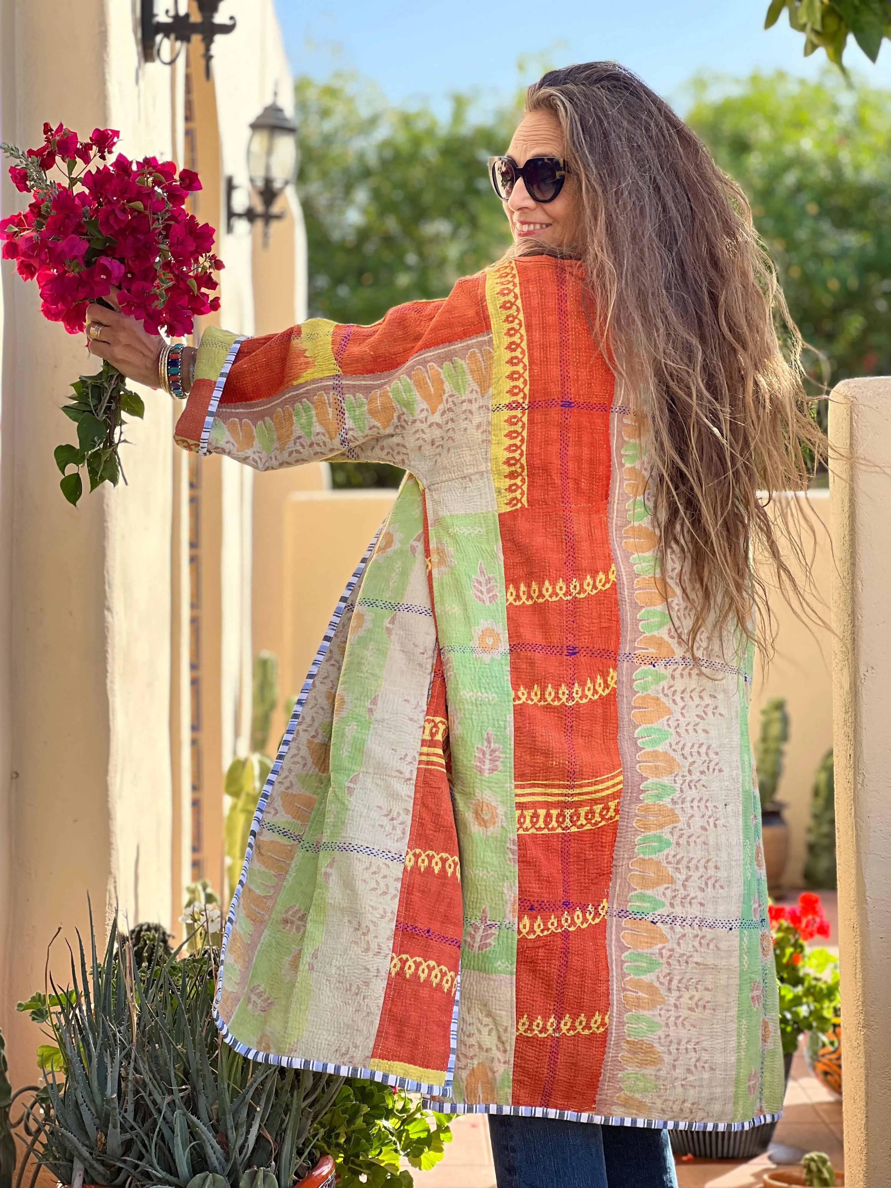 Dyani cotton quilted vintage kantha coat ONE OF A KIND