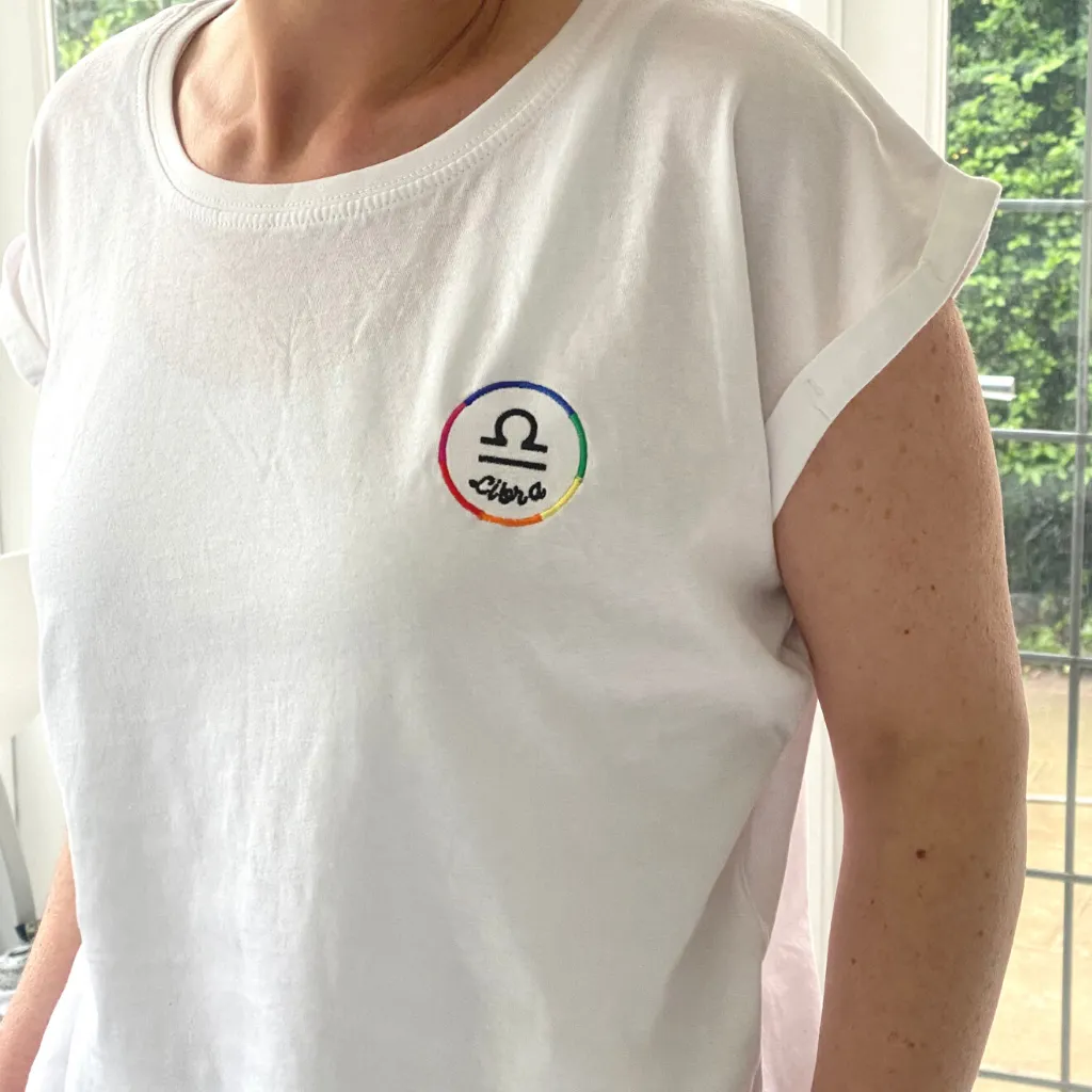 Embroidered Star Sign Motif T-Shirt