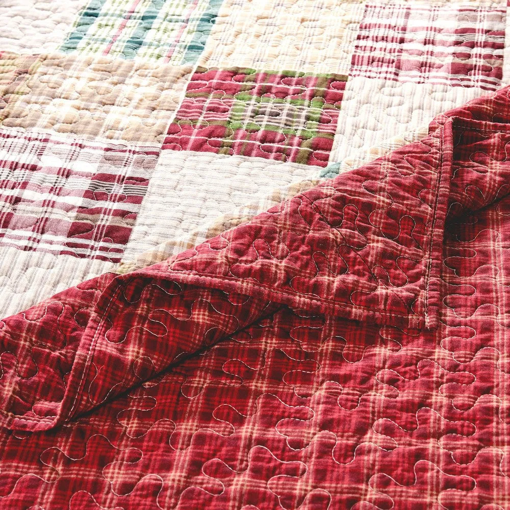 Evi 3pc Cal King Quilt and Pillow Sham Set, Plaid Pattern, Multicolor By Casagear Home