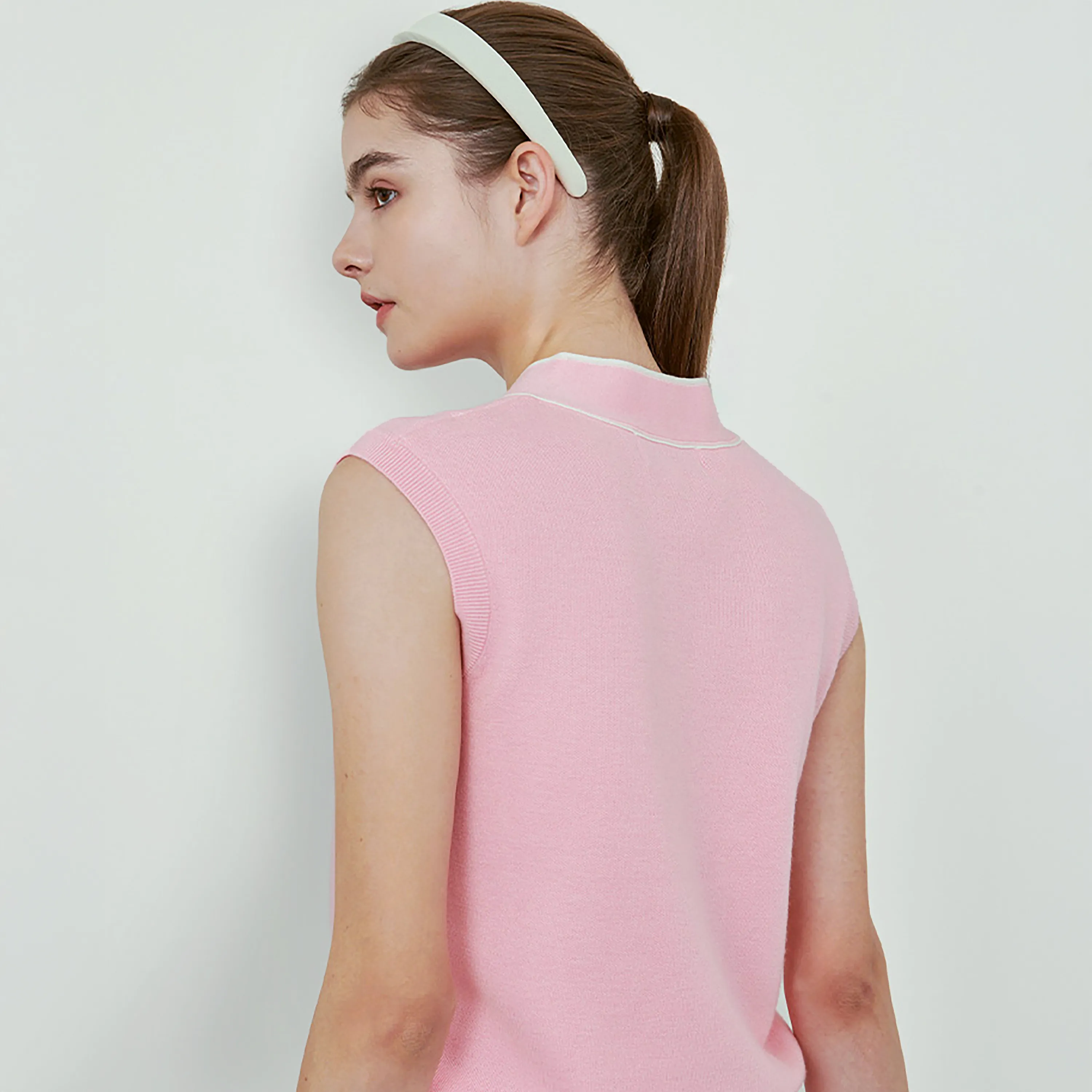 Falcosia Women's Knit Vest -Pink
