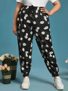 Floral Drawstring High Waist Long Plus Size Sweatpants