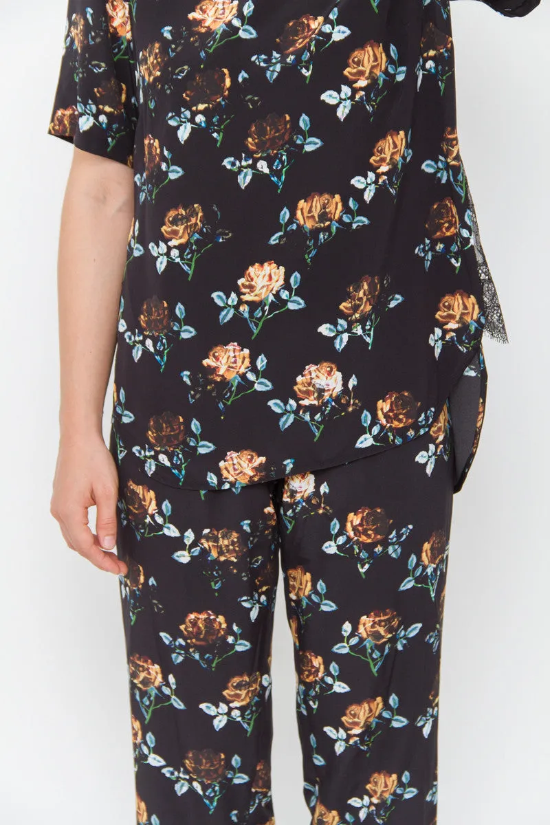 FLORAL SILK PANTS