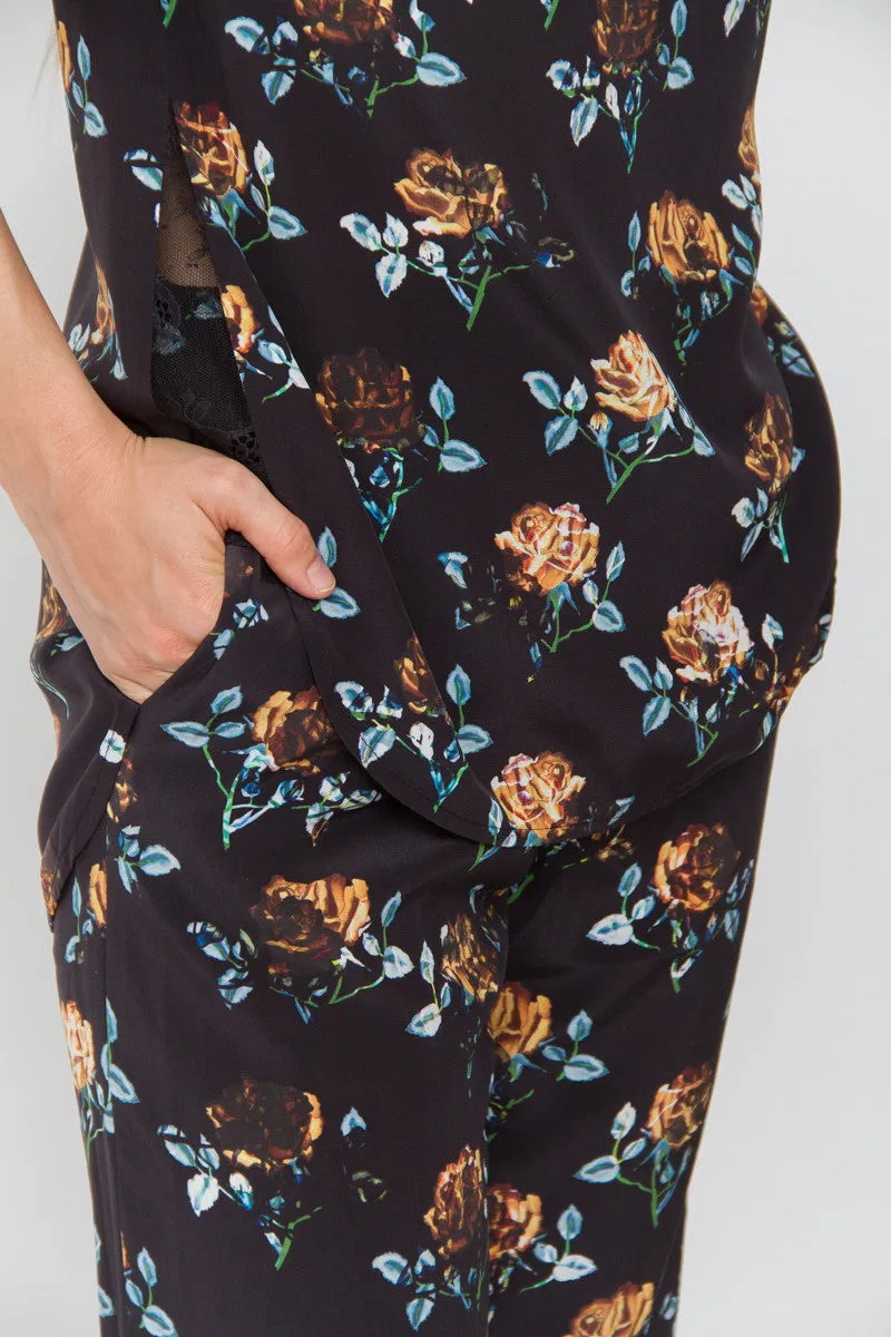 FLORAL SILK PANTS