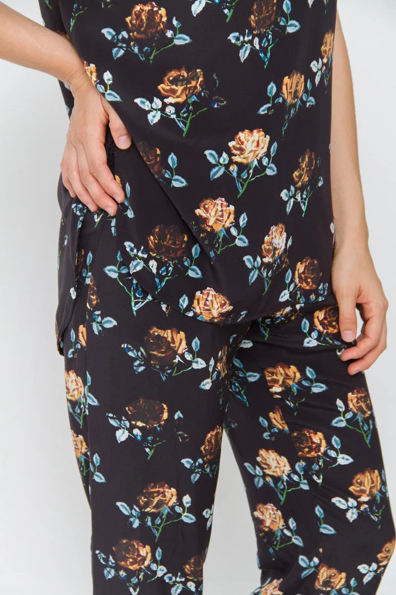 FLORAL SILK PANTS