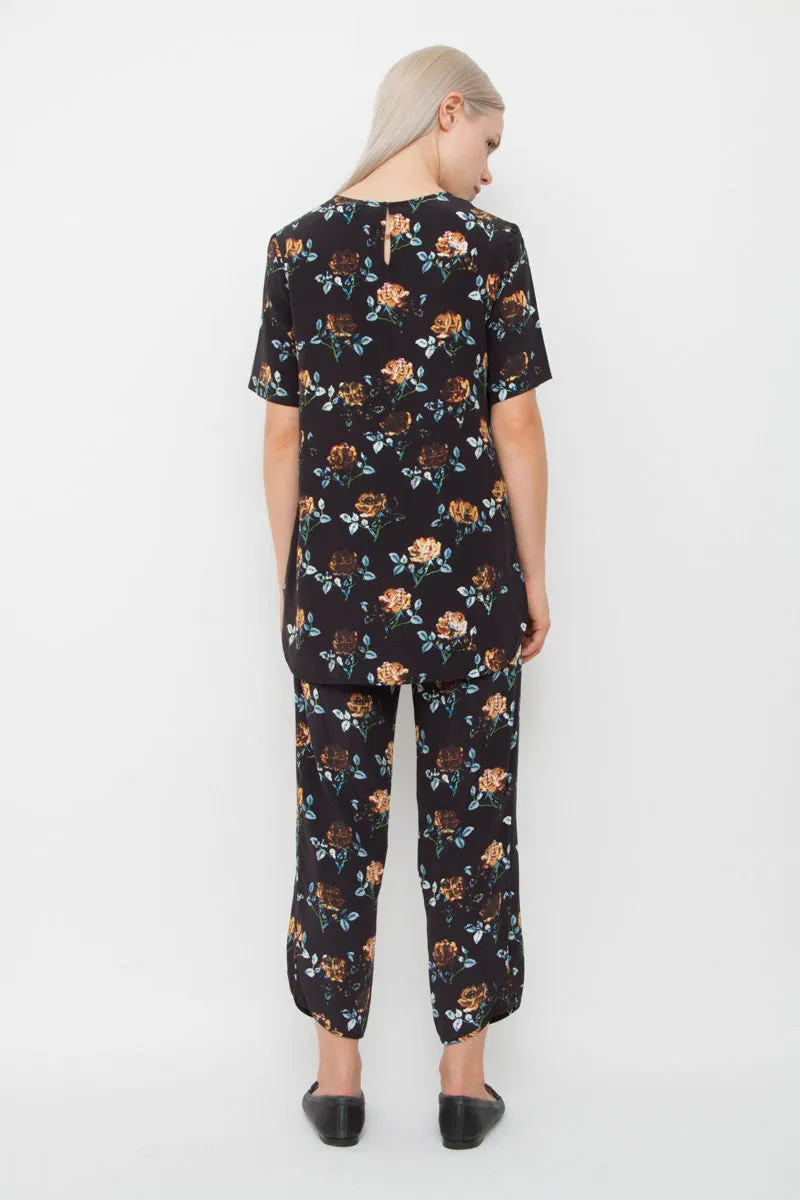 FLORAL SILK PANTS