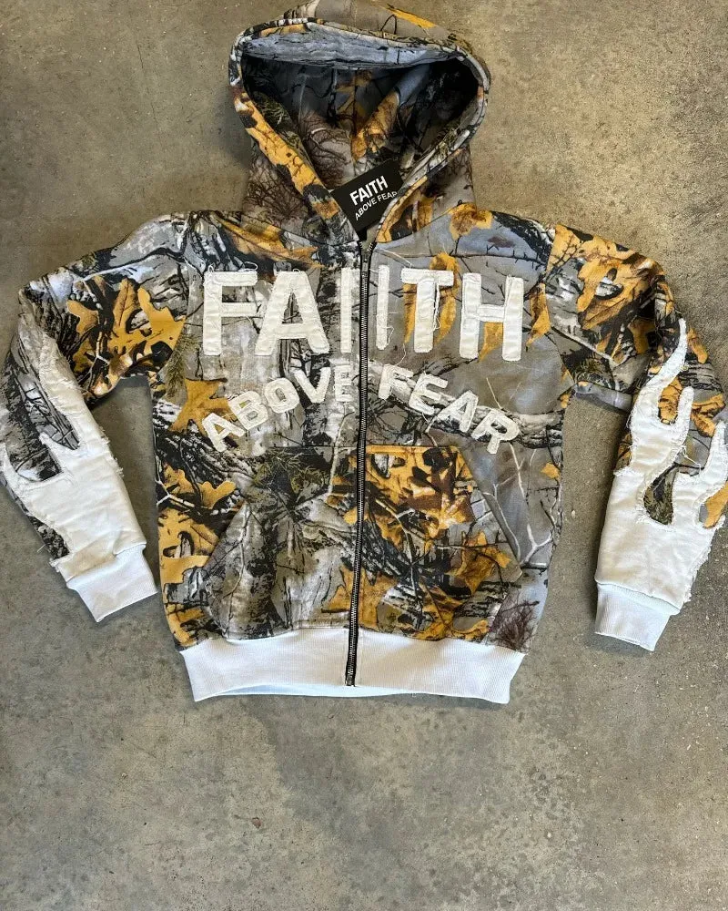 Flytonn- Streetwear y2k 90s Fashion -American Hipster Zipper Hoodie Streetwear Leaf Camo Hoodie Men Y2k Coat Collage Letter Casual Loose Harajuku Sweatshirt