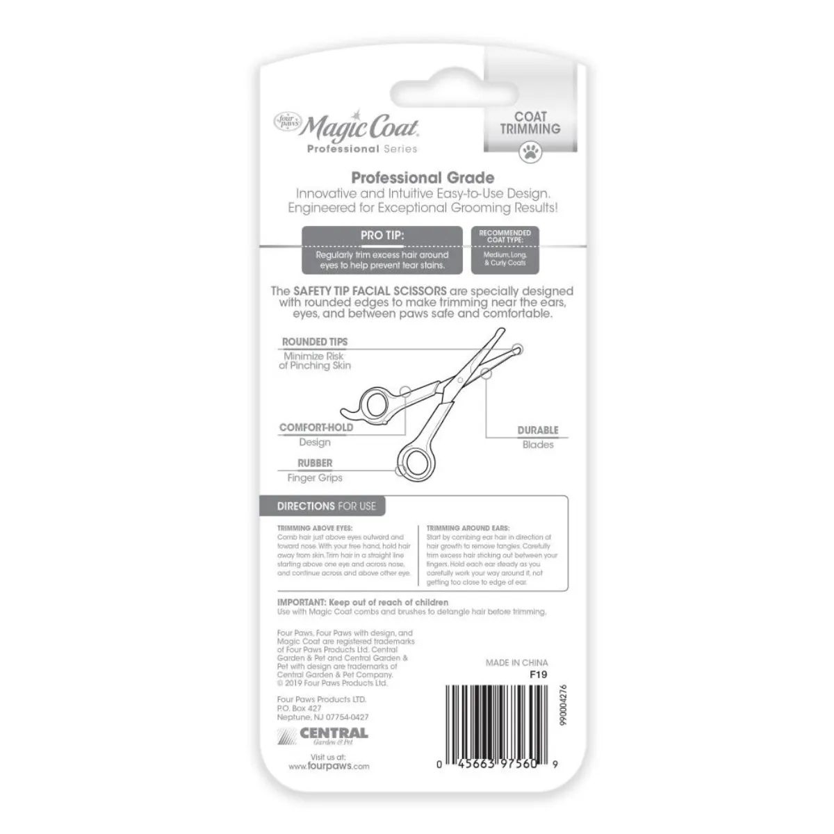 Four Paws Magic Coat Professional Series Safety Tip Facial Scissors