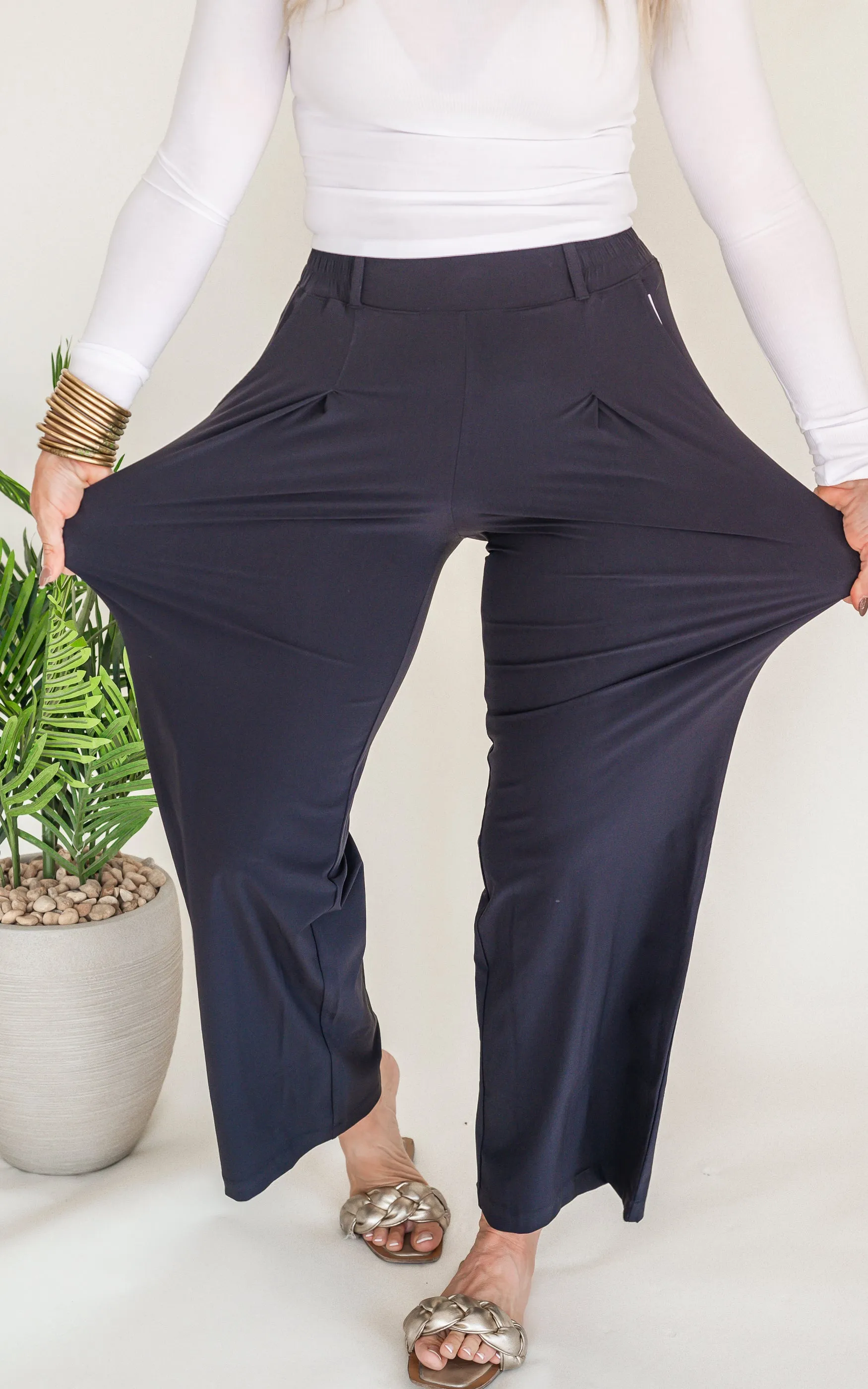Front Pleated Tailored Wide Leg Pants | Mono B - Final Sale