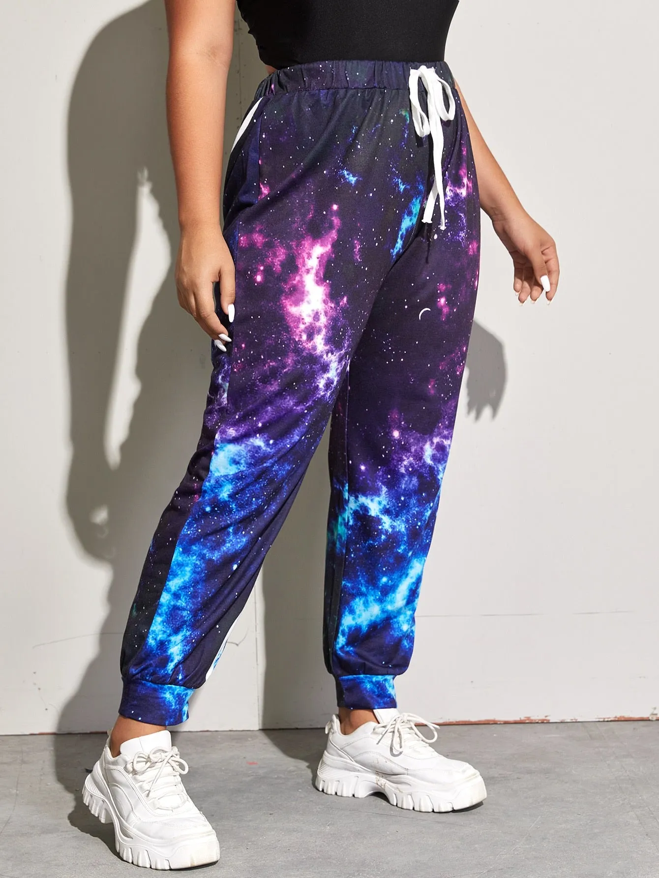 Galaxy Drawstring Long Plus Size Sweatpants