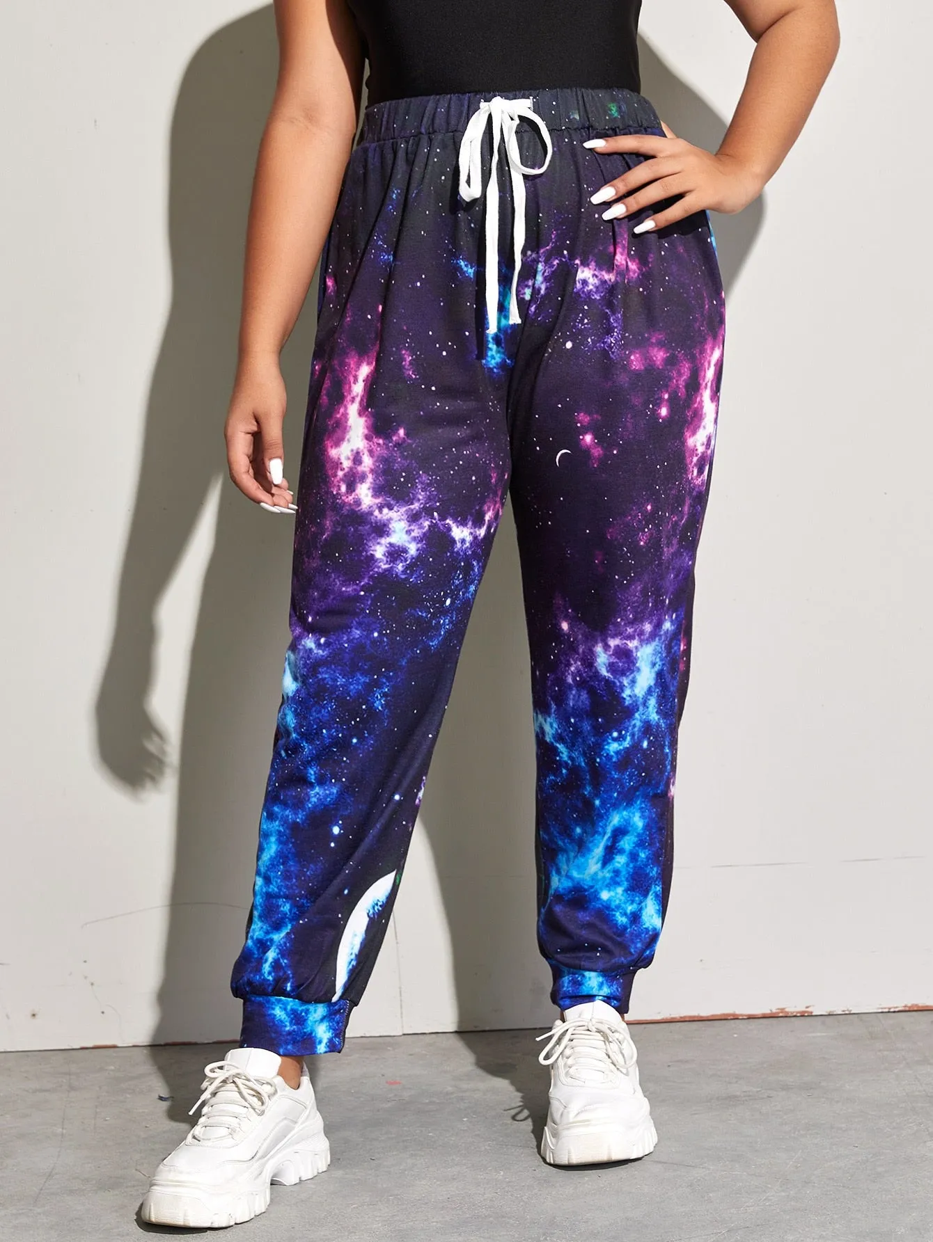 Galaxy Drawstring Long Plus Size Sweatpants