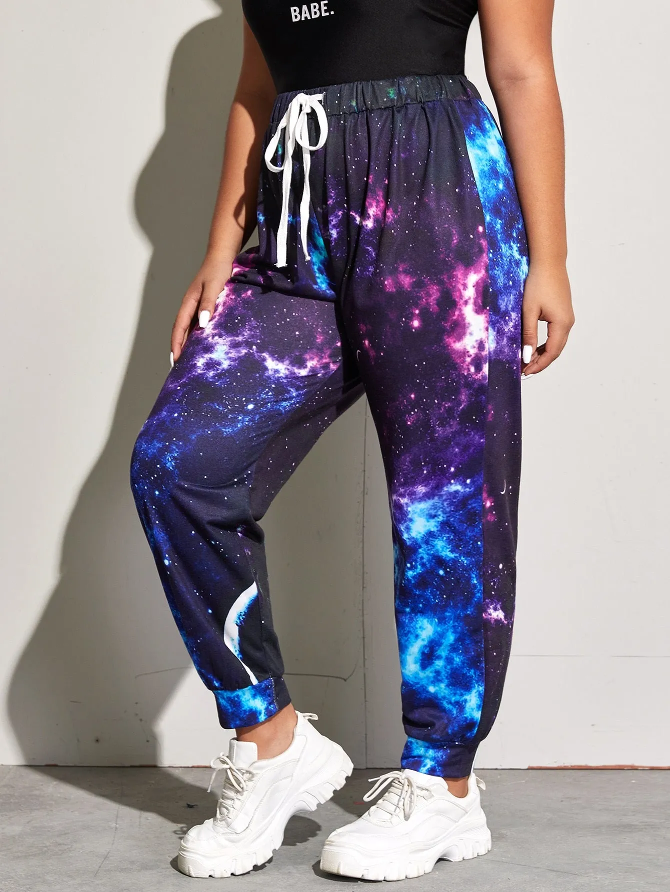 Galaxy Drawstring Long Plus Size Sweatpants