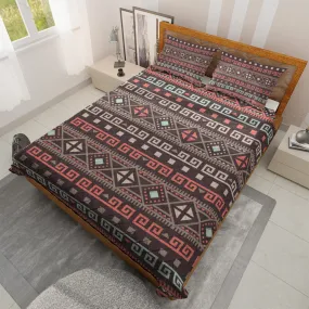Geometric Quilted Bedding Set | Boho Aztec Cozy Comforters | Modern Bedspreads with matching Pillowcase