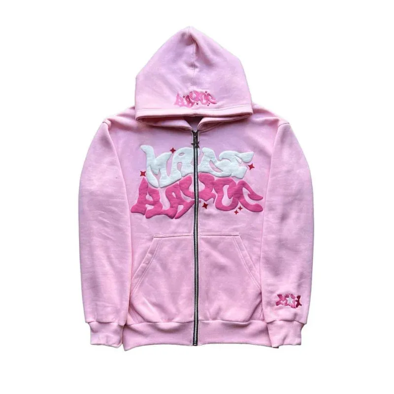 Girlary Y2K Fashion Zip Up Hoodie American Harajuku Hip Hop Oversized Hoodie Sweatshirt Mens Womens Coat Tops Unisex Hoodie Streetwear