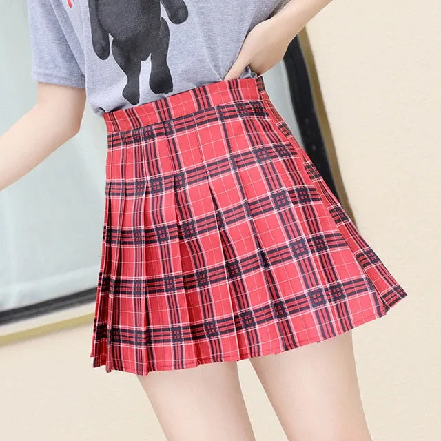 Girls Dance Mini Skirt | High Waist Stitching Student Pleated Skirts | Plaid Summer Women Skirt | Multicolor Tennis Skirt | Girlfriend Gift