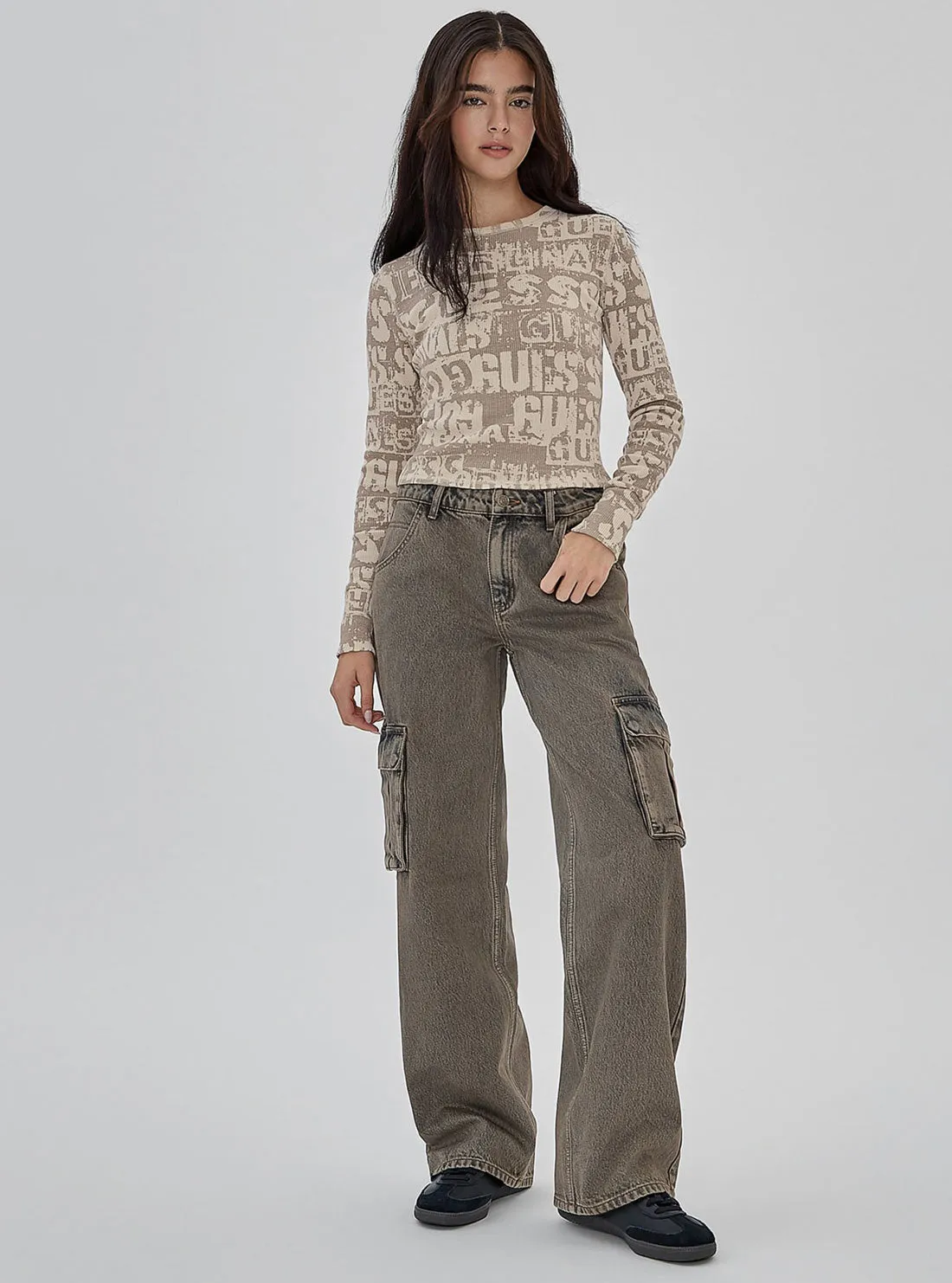 Guess Originals Beige Waffle Knit Top