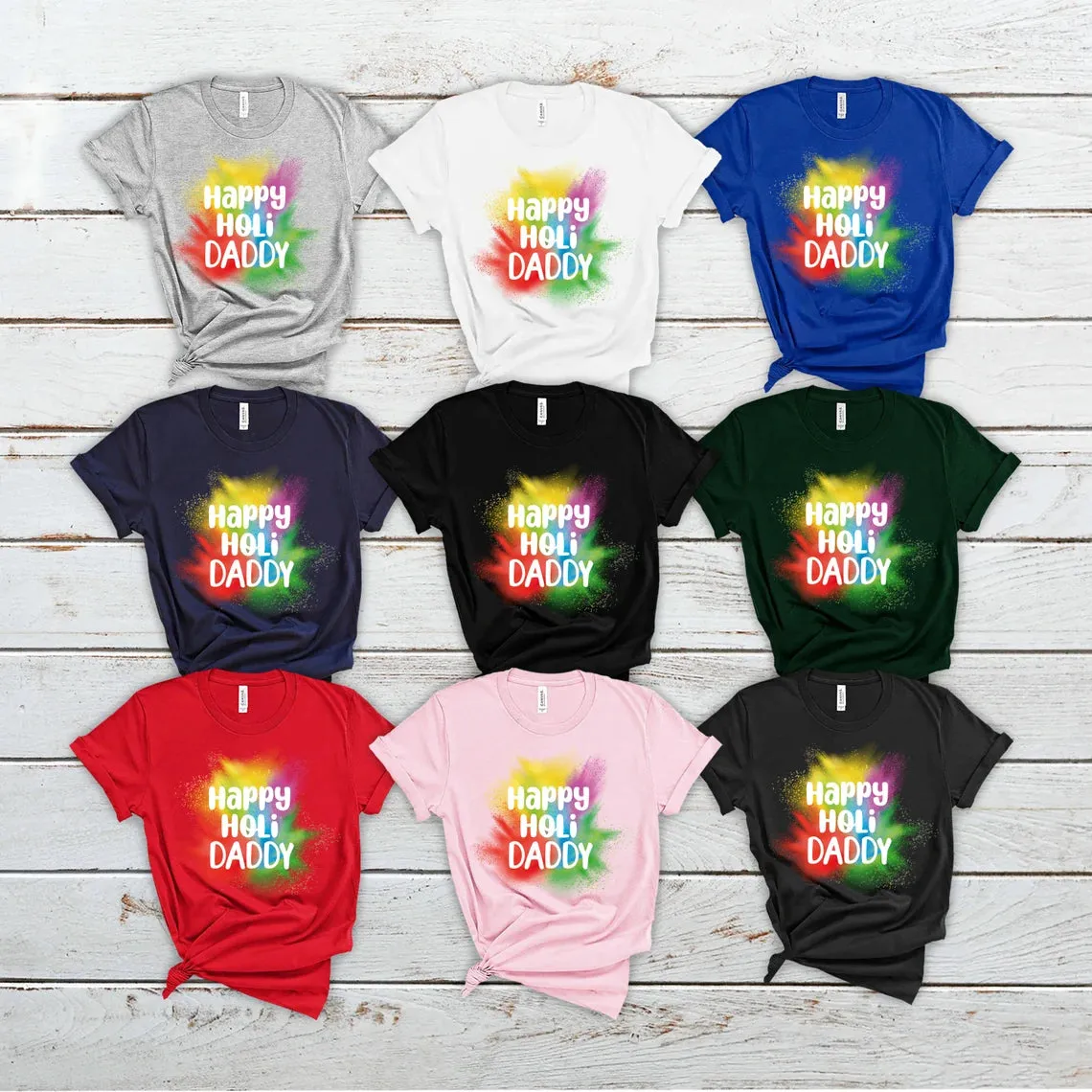 Happy Holi Family T-Shirt Personalized