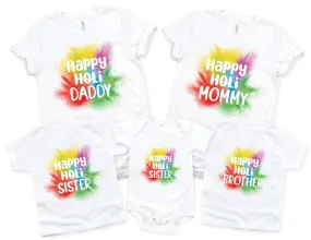 Happy Holi Family T-Shirt Personalized