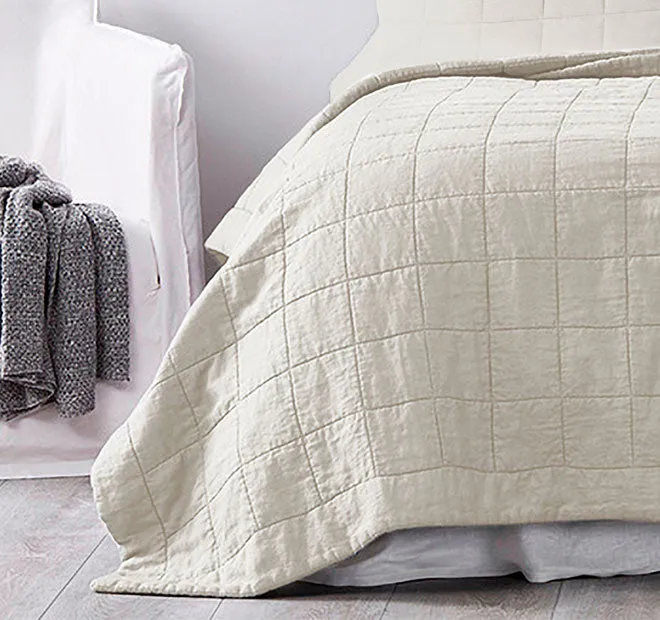 Harley Washed Cotton Queen Bed and King Bed Coverlet Set Nude