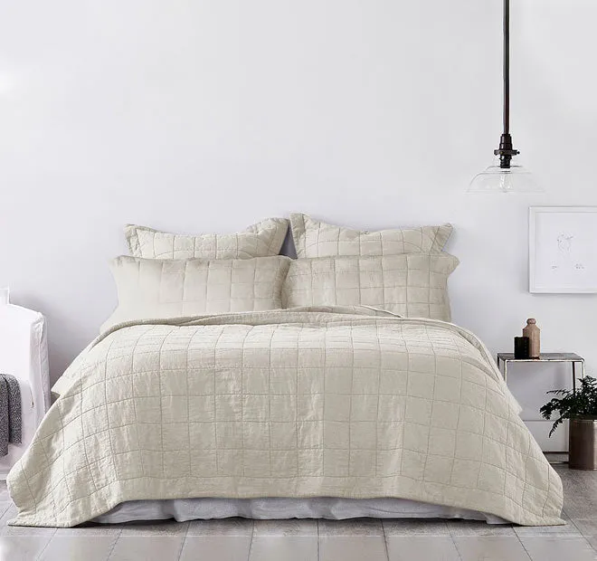 Harley Washed Cotton Queen Bed and King Bed Coverlet Set Nude
