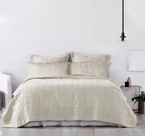 Harley Washed Cotton Queen Bed and King Bed Coverlet Set Nude