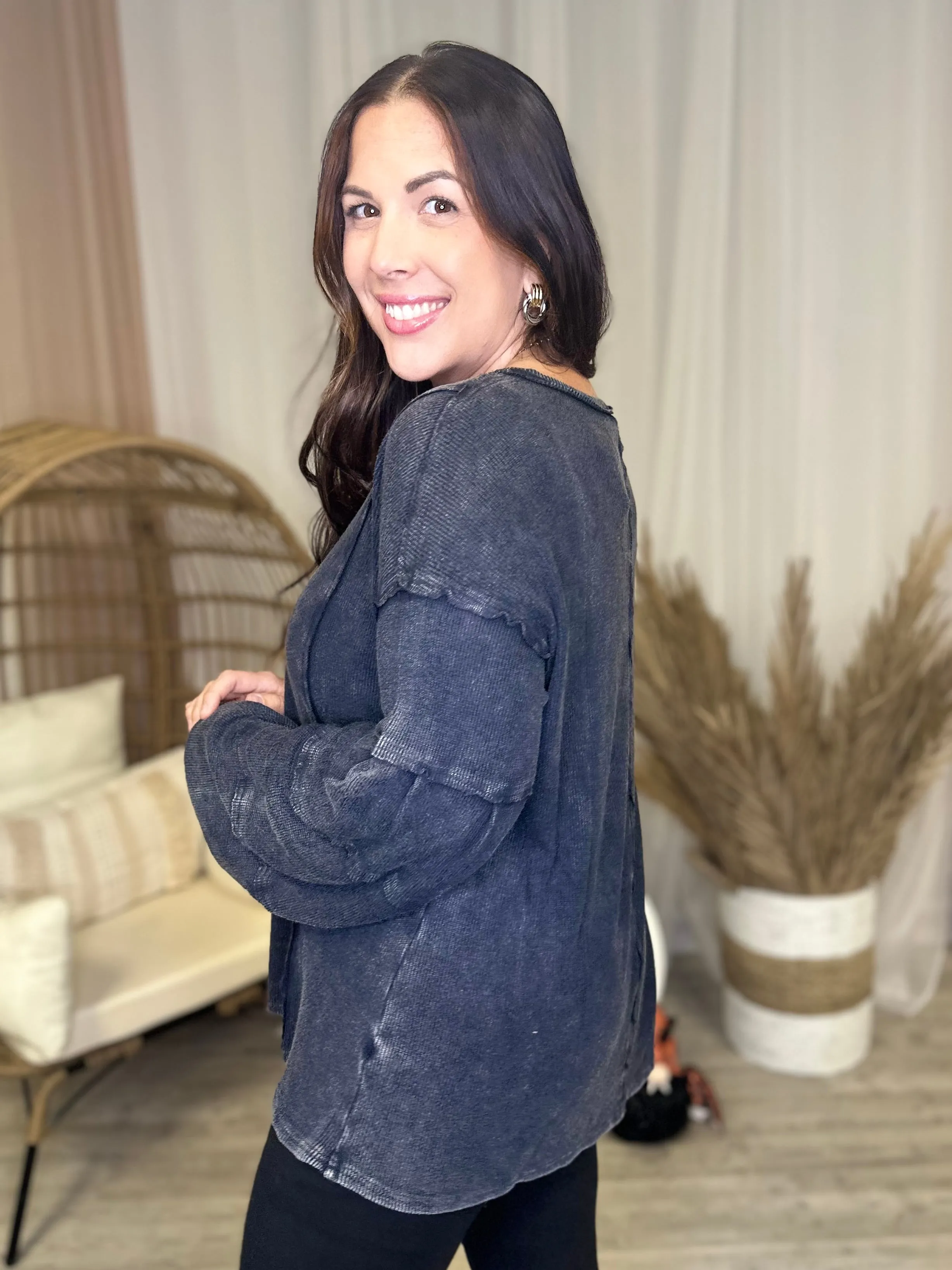 Heathered Boho By Easel Miles Away Tunic Top - Black