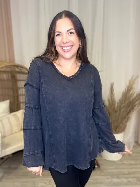 Heathered Boho By Easel Miles Away Tunic Top - Black