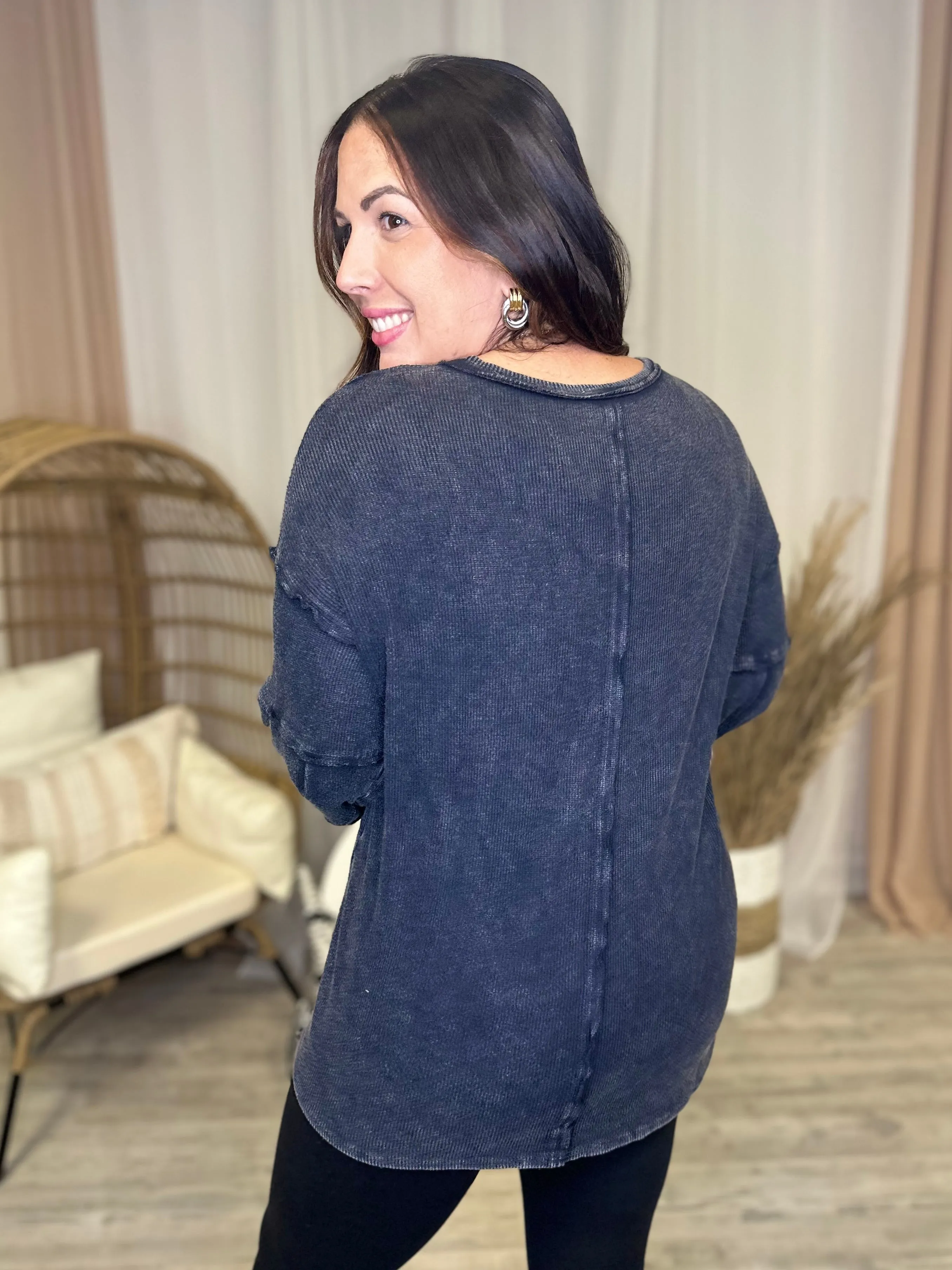 Heathered Boho By Easel Miles Away Tunic Top - Black