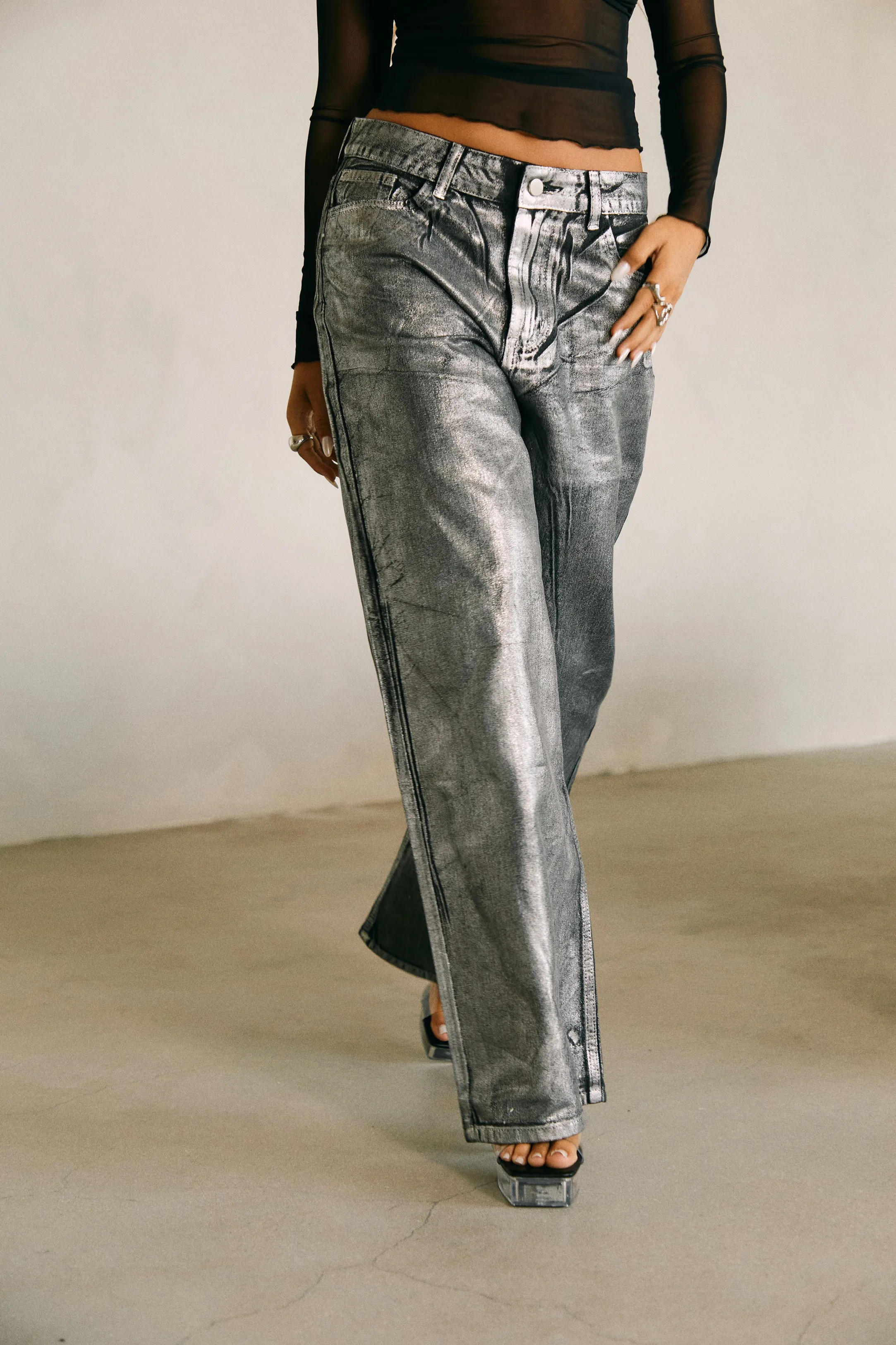 Her Moment High Waist Pant - Black Silver