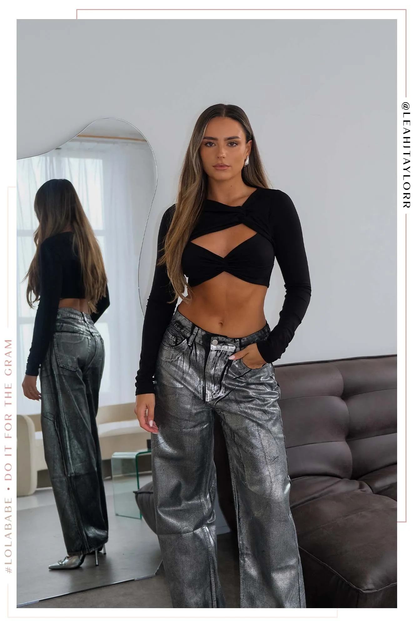 Her Moment High Waist Pant - Black Silver