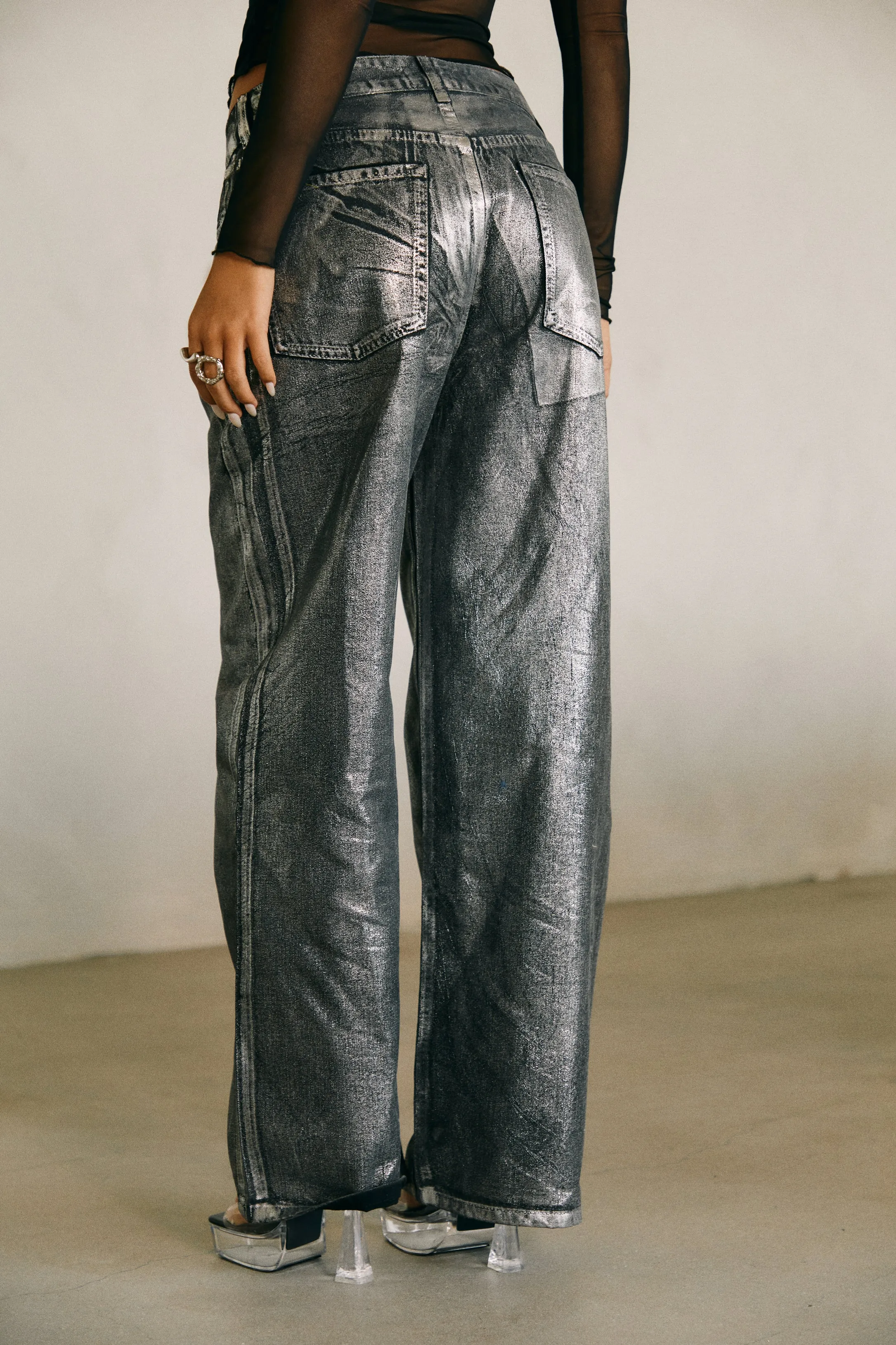 Her Moment High Waist Pant - Black Silver